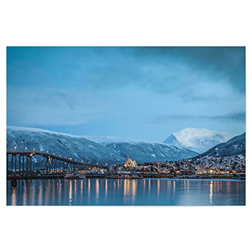 artboxONE Poster 120x80 cm Städte Tromsö Polarnacht hochwertiger Design Kunstdruck - Bild tromso Blaue Stunde brücke von artboxONE