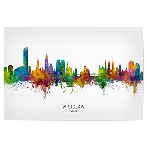 artboxONE Poster 120x80 cm Städte Wroclaw Poland Skyline txt - Bild Wroclaw City Cityscape von artboxONE