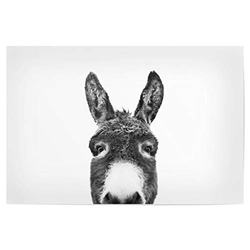 artboxONE Poster 120x80 cm Tiere Peeking Donkey hochwertiger Design Kunstdruck - Bild Donkey Black and White Donkey von artboxONE