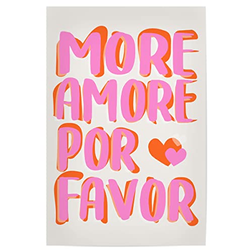 artboxONE Poster 120x80 cm Typografie Malou Studio-More Amore por Favore - Bild Spruch farbenfroh Herz von artboxONE