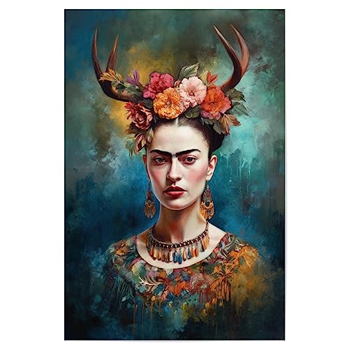 artboxONE Poster 150x100 cm Floral Frida Floral Love - Bild wandbild Frida Kahlo von artboxONE