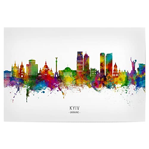 artboxONE Poster 150x100 cm Städte Kiew Ukraine Skyline txt hochwertiger Design Kunstdruck - Bild kiew kiew malerei von artboxONE