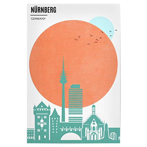 artboxONE Poster 150x100 cm Städte Nürnberg Sunrise - Bild Sonnenaufgang Silhouette Sonne von artboxONE