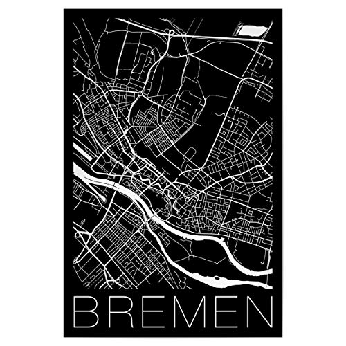 artboxONE Poster 150x100 cm Städte Retro Map Bremen Germany hochwertiger Design Kunstdruck - Bild Map Germany Map von artboxONE