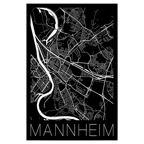 artboxONE Poster 150x100 cm Städte Retro Map Mannheim Germany - Bild Retro Mannheim Map von artboxONE