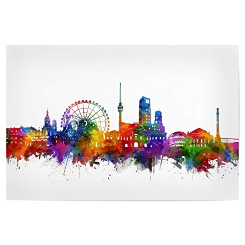 artboxONE Poster 150x100 cm Städte Stuttgart City Skyline Watercolor - Bild Stuttgart Skyline Stuttgart von artboxONE