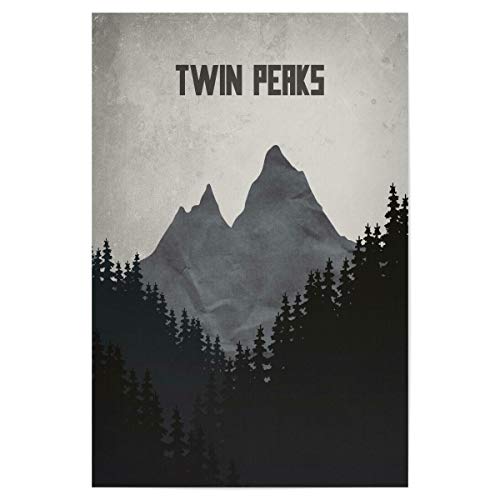 artboxONE Poster 150x100 cm Typografie Twin Peaks hochwertiger Design Kunstdruck - Bild Wald bäume Mountain von artboxONE