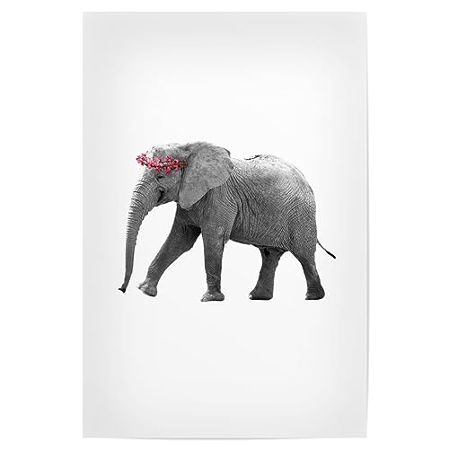 artboxONE Poster 30x20 cm Elefant Floral Dressy Elephant hochwertiger Design Kunstdruck - Bild Tier Blume Blumen von artboxONE