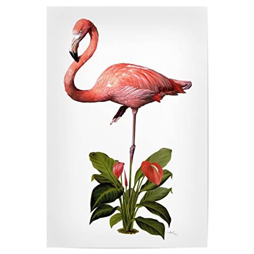 artboxONE Poster 30x20 cm Flamingo Tiere Frollein Flamingo - Bild Auf einem Bein Blume kinderzimmer von artboxONE