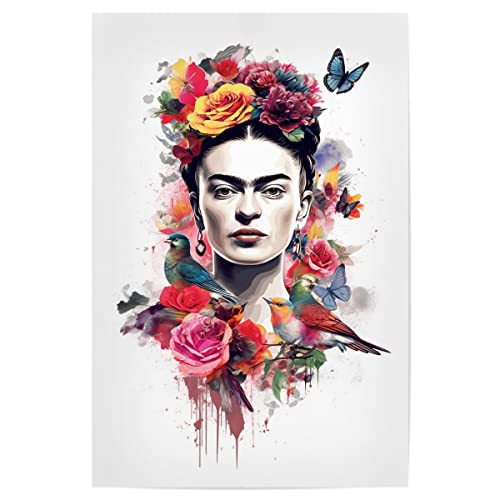 artboxONE Poster 30x20 cm Floral Frida Kahlo Flowers hochwertiger Design Kunstdruck - Bild Frida Kahlo bunt Creative von artboxONE