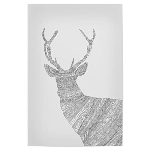 artboxONE Poster 30x20 cm Hirsch Tiere Grey Stag hochwertiger Design Kunstdruck - Bild Stag BW Geweih von artboxONE