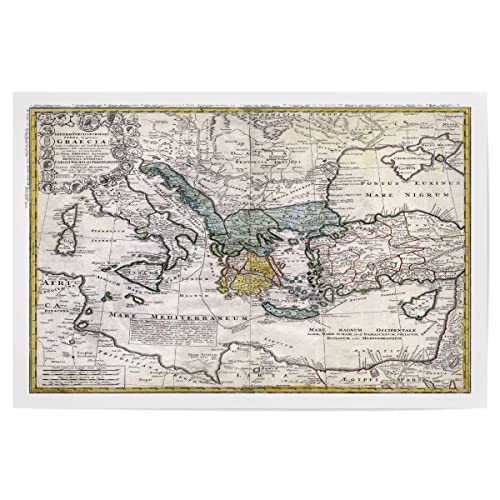 artboxONE Poster 30x20 cm Kartografie Alte Karte von Griechenland - Bild Karte antik gemeinfrei von artboxONE
