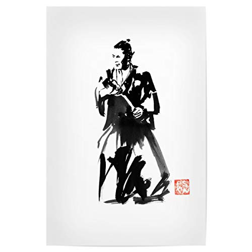 artboxONE Poster 30x20 cm Menschen Start of The Fight hochwertiger Design Kunstdruck - Bild Samurai Katana Kimono von artboxONE