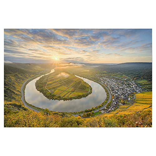 artboxONE Poster 30x20 cm Natur Moselschleife in Bremm - Bild Rheinland-Pfalz calmont Herbst von artboxONE