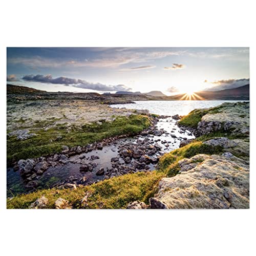 artboxONE Poster 30x20 cm Natur Natur Bergsee in Island hochwertiger Design Kunstdruck - Bild Island bergsee fluss von artboxONE