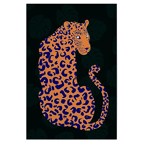 artboxONE Poster 30x20 cm Natur Orangefarbener Leopard hochwertiger Design Kunstdruck - Bild Leopard Blumen Leopard artboxONE Poster 30x20 cm Natur Orangefarbener Leopard hochwertiger Design Kunstdruck - Bild Leopard Blumen Leopard von artboxONE