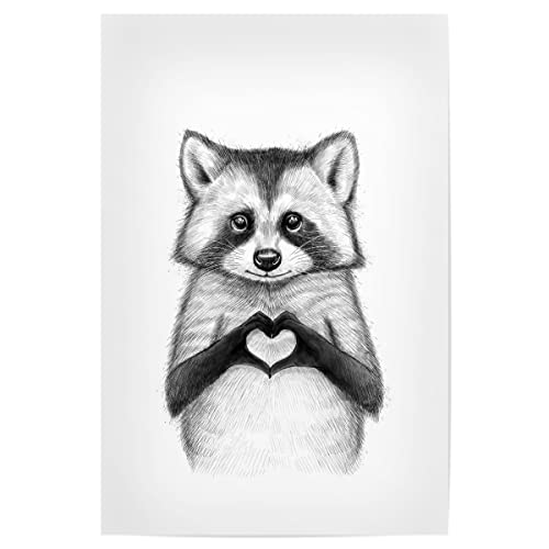 artboxONE Poster 30x20 cm Für Kinder Raccoon with Heart hochwertiger Design Kunstdruck - Bild Raccoon Liebe Raccoon von artboxONE