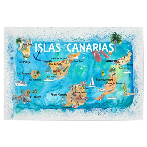 artboxONE Poster 30x20 cm Reise/Strand und Meer Canary Islands Illustrated Map - Bild Gran Canaria von artboxONE