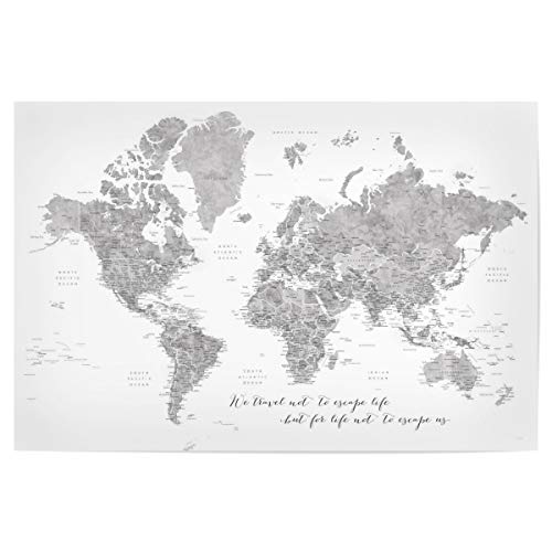 artboxONE Poster 30x20 cm Reise Travel World map in Grey hochwertiger Design Kunstdruck - Bild World Countries Gray von artboxONE