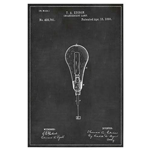 artboxONE Poster 30x20 cm Schwarzweiß Edison Glühbirne hochwertiger Design Kunstdruck - Bild Edison Glühbirne patent von artboxONE