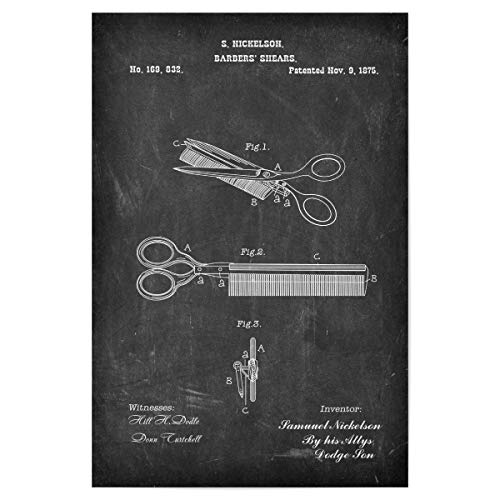 artboxONE Poster 30x20 cm Schwarzweiß Friseurschere Tafel hochwertiger Design Kunstdruck - Bild Friseur Friseur Haar von artboxONE