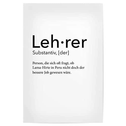artboxONE Poster 30x20 cm Schwarzweiß Lehrer - Definition - Bild Lehrer Lehrer minimalistisch von artboxONE