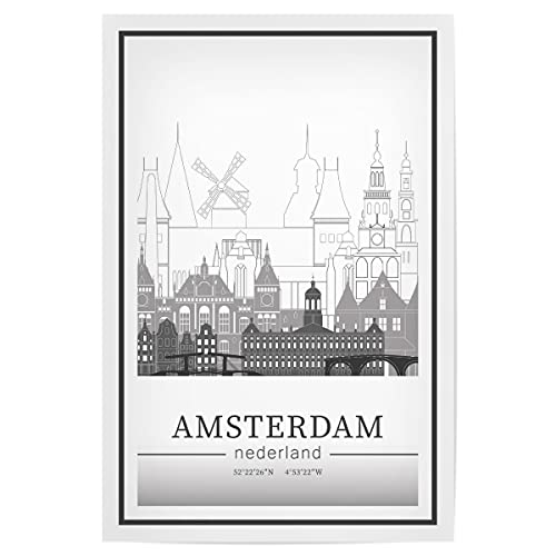 artboxONE Poster 30x20 cm Städte Amsterdam Skyline line Art - Bild Amsterdam Architecture Black and White artboxONE Poster 30x20 cm Städte Amsterdam Skyline line Art - Bild Amsterdam Architecture Black and White von artboxONE