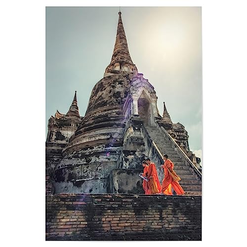 artboxONE Poster 30x20 cm Städte Ayutthaya-Mönche hochwertiger Design Kunstdruck - Bild Thailand ayutthaya berühmt von artboxONE