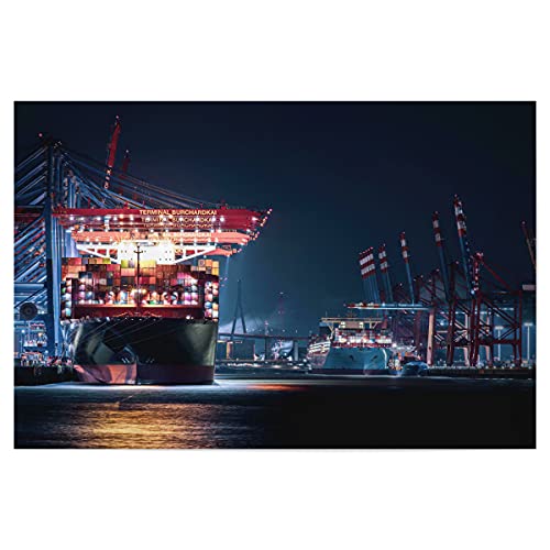 artboxONE Poster 30x20 cm Städte Burchardkai bei Nacht - Bild Hamburg Architektur burchardkai von artboxONE
