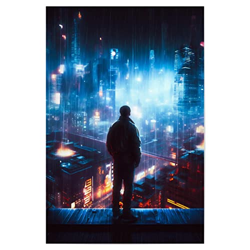 artboxONE Poster 30x20 cm Städte EIN Cyberpunk-Superheld - Bild Cyberpunk Cyberpunk futurismus von artboxONE