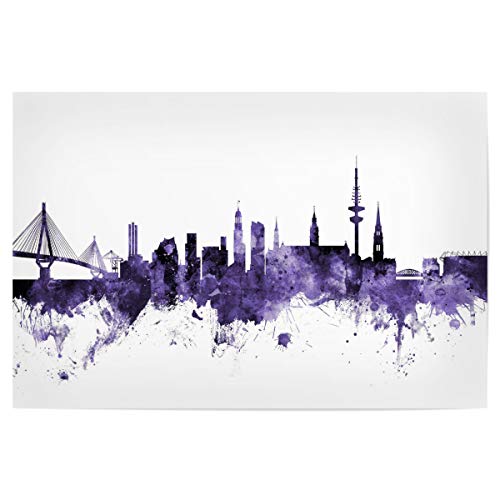 artboxONE Poster 30x20 cm Städte Hamburg Germany Skyline Violet - Bild Hamburg City Skyline Cityscape von artboxONE