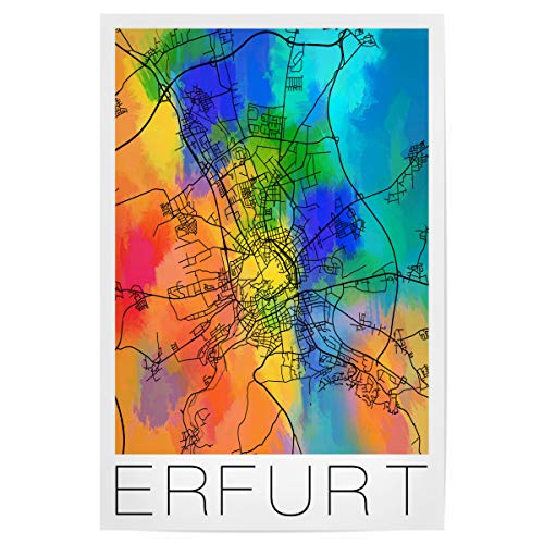 artboxONE Poster 30x20 cm Städte Retro Map of Erfurt Colours - Bild Retro Erfurt Germany von artboxONE