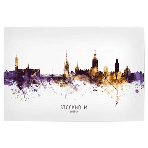 artboxONE Poster 30x20 cm Städte Stockholm Skyline PurpleGold - Bild Stockholm Cityscape Skyline von artboxONE