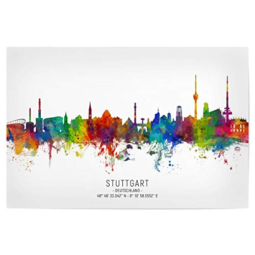 artboxONE Poster 30x20 cm Städte Stuttgart Skyline Coordinates - Bild Stuttgart City Cityscape von artboxONE