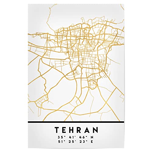 artboxONE Poster 30x20 cm Städte TEHRAN Iran Street MAP Art - Bild tehran Coordinates Downtown von artboxONE