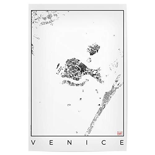 artboxONE Poster 30x20 cm Städte Venedig, Italien - Schwarzplan hochwertiger Design Kunstdruck - Bild Karte Karte Map von artboxONE