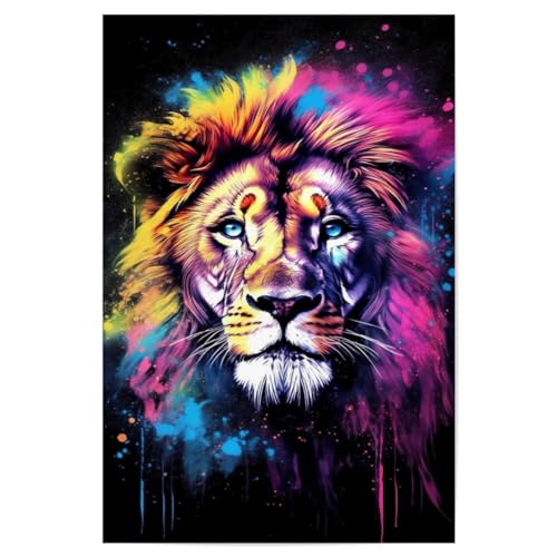 artboxONE Poster 30x20 cm Tiere Colorful Lion hochwertiger Design Kunstdruck - Bild löwe aquarelllöwe bunt von artboxONE