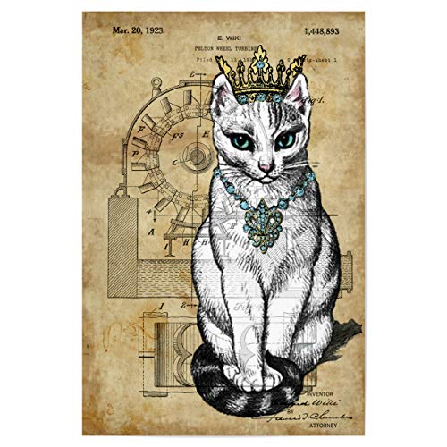 artboxONE Poster 30x20 cm Tiere Katze Prinzessin hochwertiger Design Kunstdruck - Bild Katze Krone königlich von artboxONE