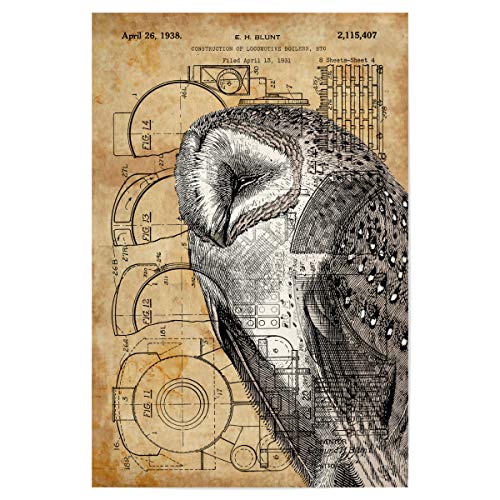 artboxONE Poster 30x20 cm Tiere Steampunk Owl hochwertiger Design Kunstdruck - Bild Steampunk Cyberpunk Eule von artboxONE