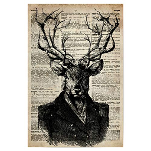artboxONE Poster 30x20 cm Tiere Viktorianischer Hirsch hochwertiger Design Kunstdruck - Bild Tier geweih Hirsch von artboxONE