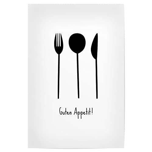 artboxONE Poster 30x20 cm Typografie Besteck - Guten Appetit! (No.1) - Bild Bon Appetit Bon Appetit Essen von artboxONE