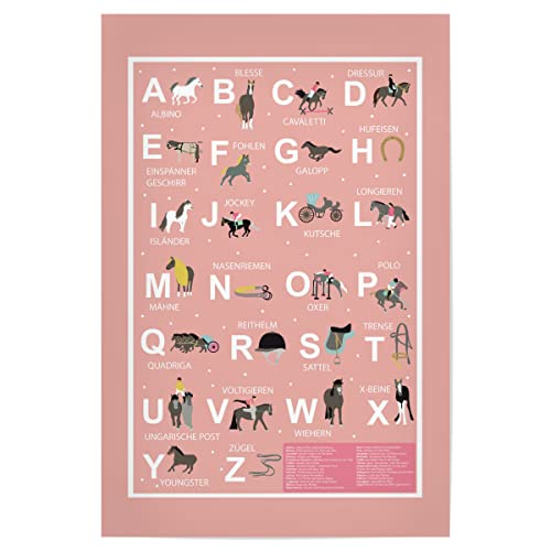artboxONE Poster 30x20 cm Typografie Pferde ABC für Mädchen - Bild Pferd Alphabet Einschulung von artboxONE
