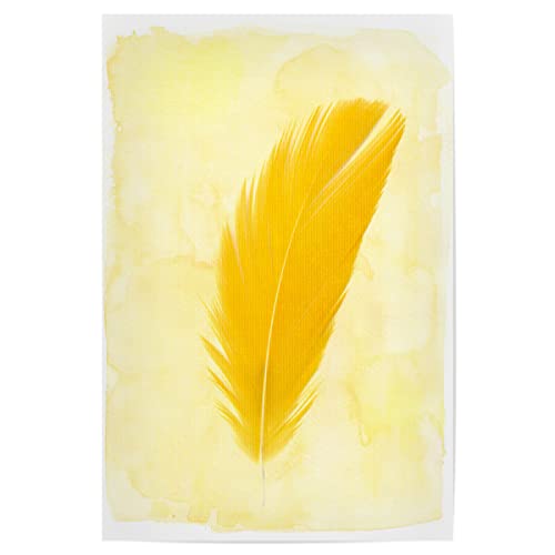 artboxONE Poster 30x20 cm gelb Natur Yellow Feather hochwertiger Design Kunstdruck - Bild Feder abstrakt aquarell von artboxONE