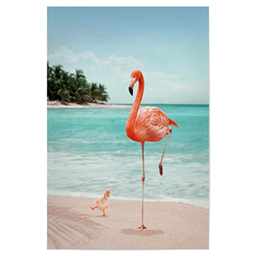 artboxONE Poster 45x30 cm Flamingo Tiere Wannabe Flamingo hochwertiger Design Kunstdruck - Bild Flamingo Flamingo sea von artboxONE