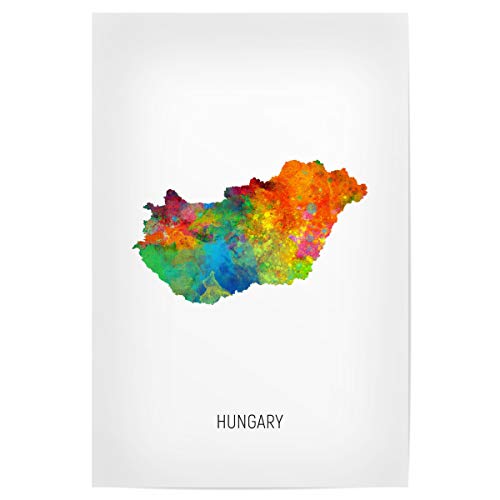 artboxONE Poster 45x30 cm Kartografie Hungary Watercolor Map - Bild Hungary map Painting von artboxONE