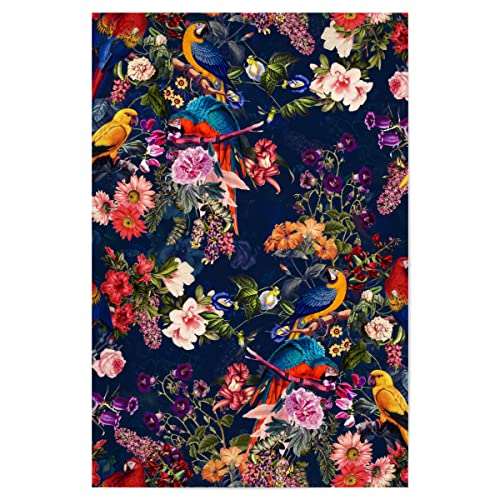 artboxONE Poster 45x30 cm Natur Blumen- und Vogelnacht hochwertiger Design Kunstdruck - Bild Blumen Blumen Dschungel von artboxONE