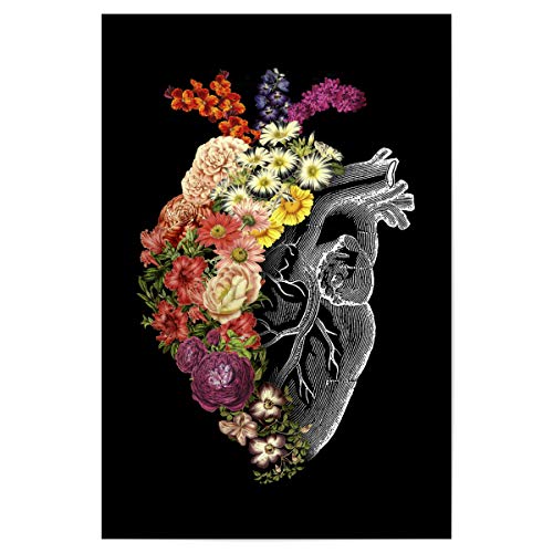 artboxONE Poster 45x30 cm Natur Flower Heart Spring - Bild Vintage anatomisches Herz Blumen von artboxONE