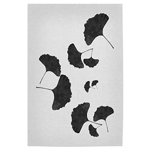 artboxONE Poster 45x30 cm Natur Ginkgo Crowd Black White hochwertiger Design Kunstdruck - Bild Palme Blatt Blumen von artboxONE