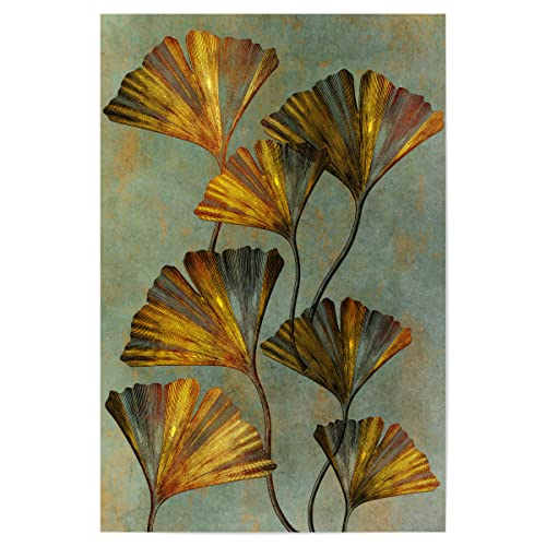 artboxONE Poster 45x30 cm Natur Ginko-Blattgold hochwertiger Design Kunstdruck - Bild Gingko Blatt botanik von artboxONE