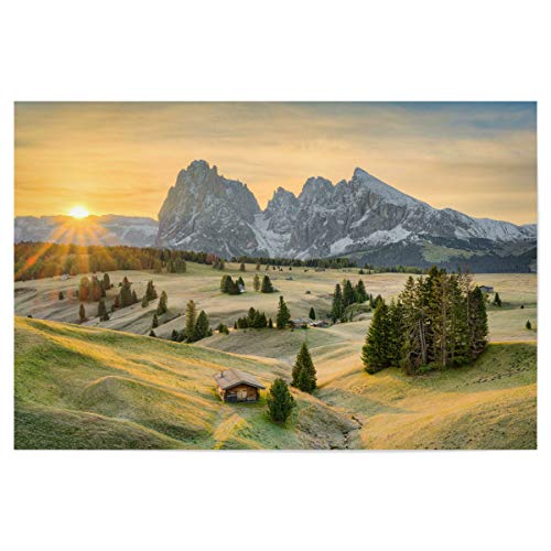 artboxONE Poster 45x30 cm Natur Goldener Herbst auf der Seiser ALM - Bild Alpe di siusi almwiesen Alpe di siusi von artboxONE